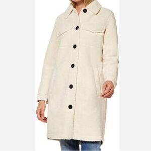 Vutolee (Size L) Cream White Sherpa Wool Blend Winter/Fall Trench Coat (NEW-NWT)